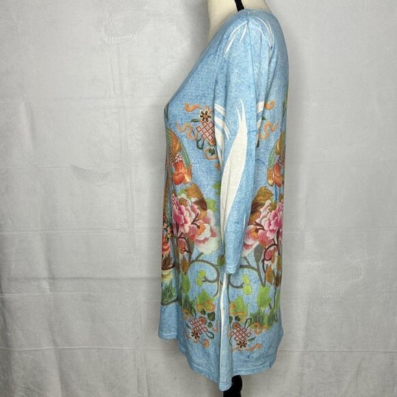 MUSHKA by SIENNA ROSE Sublimated Butterfly Bird Design 3/4 Sleeves Knit Top Sz M - Picture 5 of 10